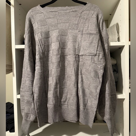 Checkerboard Pattern Crewneck sweater textured lantern sleeves size medium NEW - Picture 5 of 7